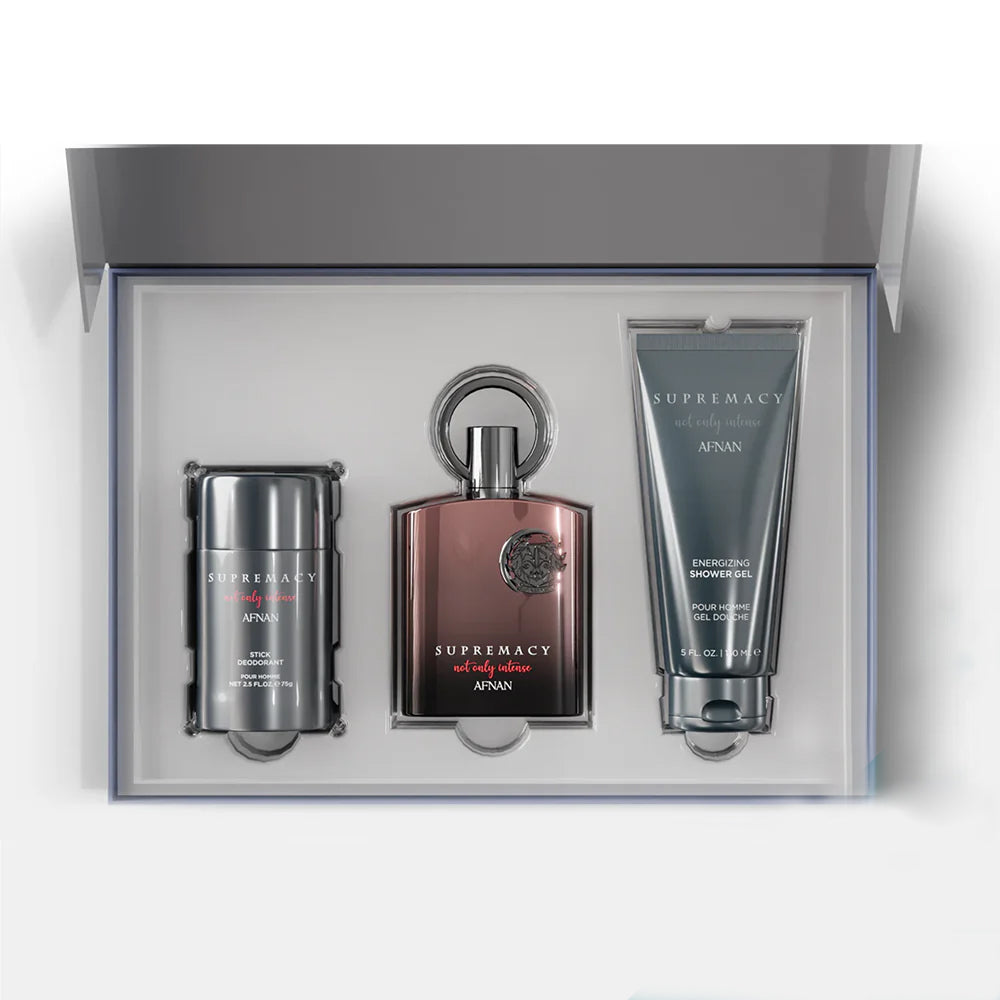 Supremacy Not Only Intense by Afnan - Extract de Parfum 3.4Fl.oz 100 ml, SHOWER GEL 150ML, DEODORANT STICK 75ML