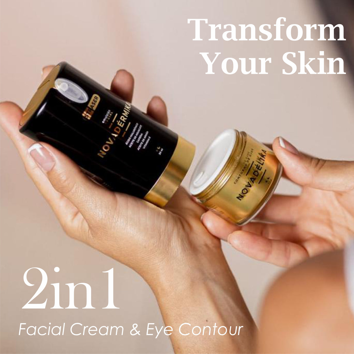 Straser - Anti-Aging Day & Night Cream. 2-in-1 Organic Moisturizer Facial Emulsion & Eye Contour
