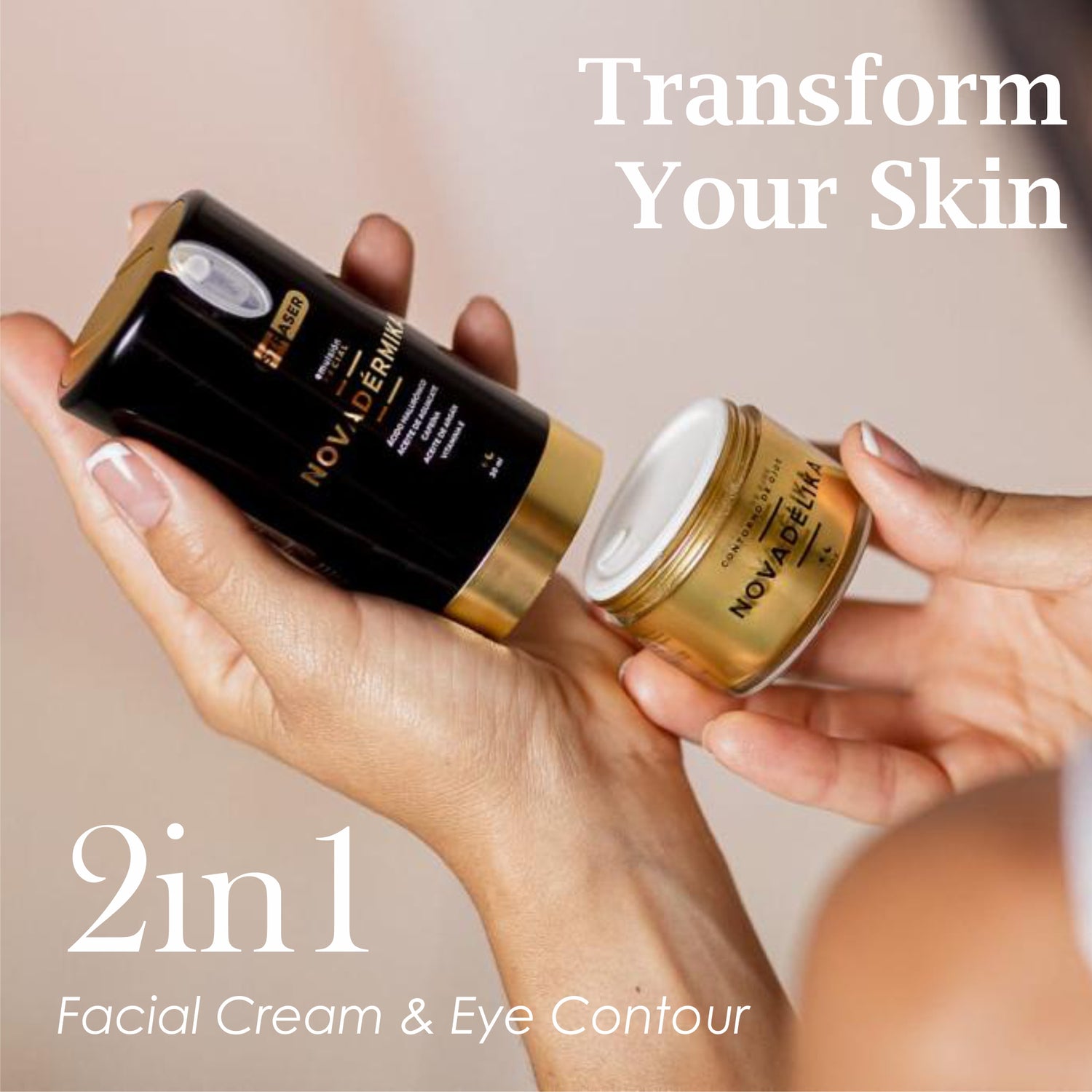 Straser - Anti-Aging Day & Night Cream. 2-in-1 Organic Moisturizer Facial Emulsion & Eye Contour