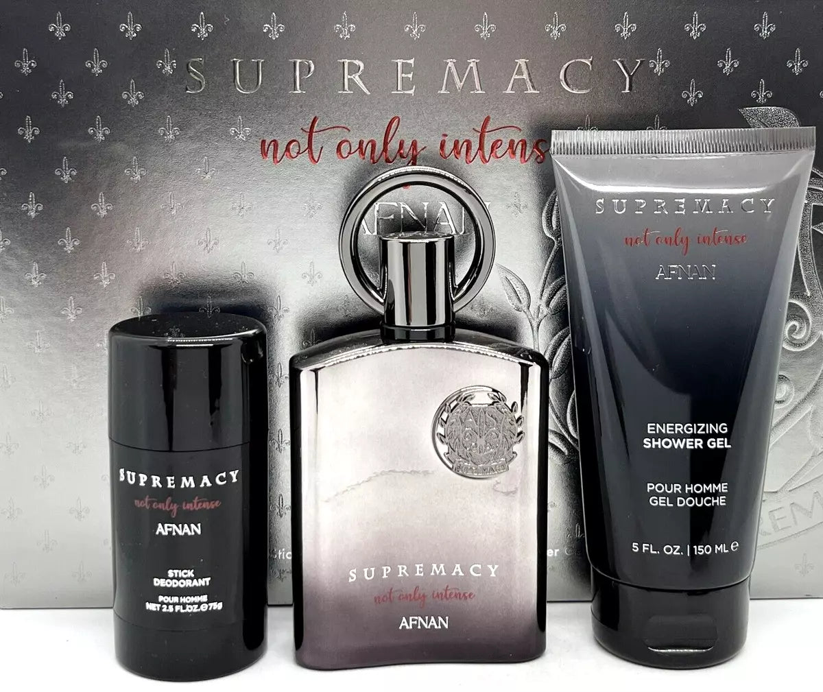 Supremacy Not Only Intense by Afnan - Extract de Parfum 3.4Fl.oz 100 ml, SHOWER GEL 150ML, DEODORANT STICK 75ML
