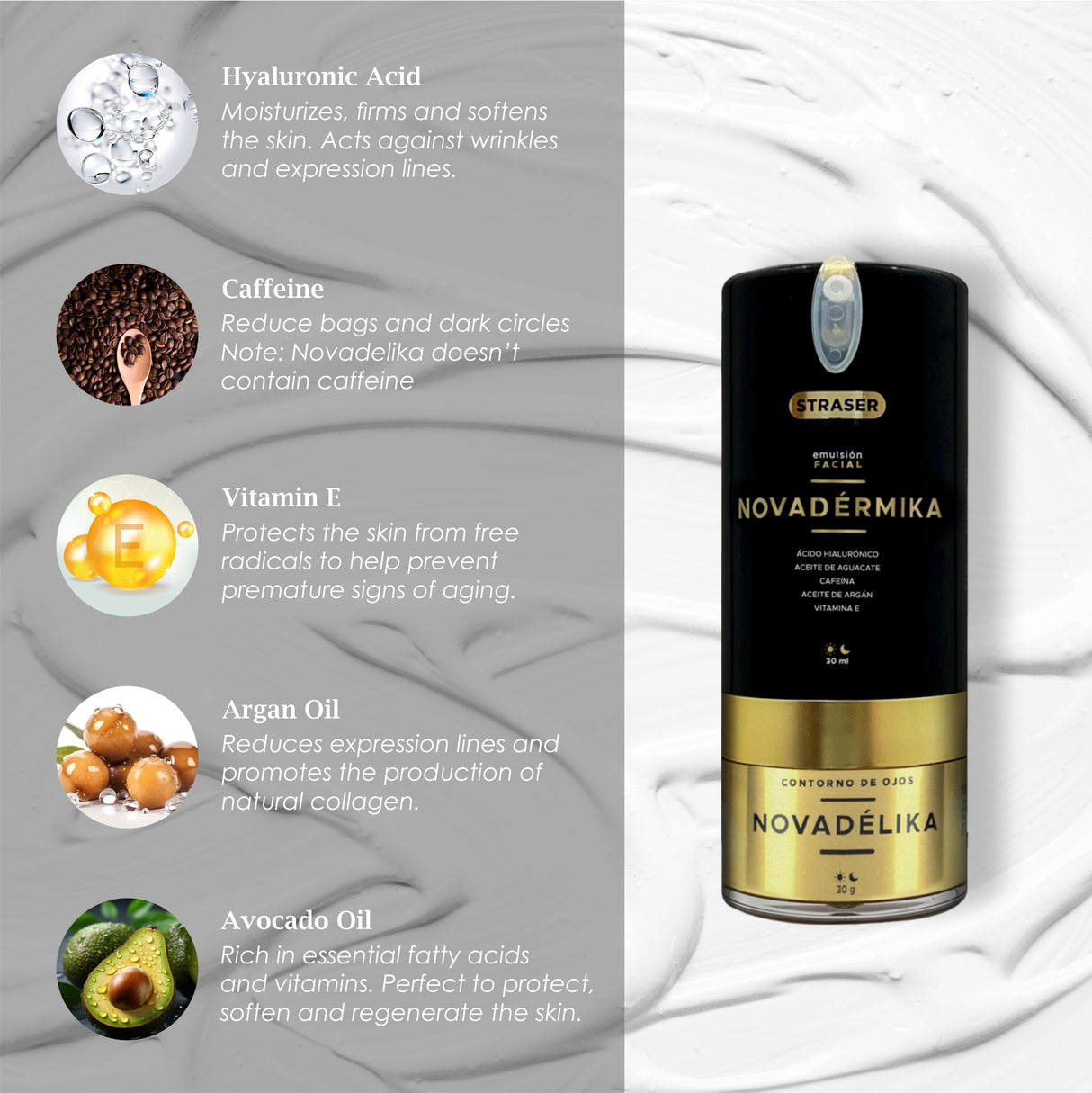 Straser - Anti-Aging Day & Night Cream. 2-in-1 Organic Moisturizer Facial Emulsion & Eye Contour